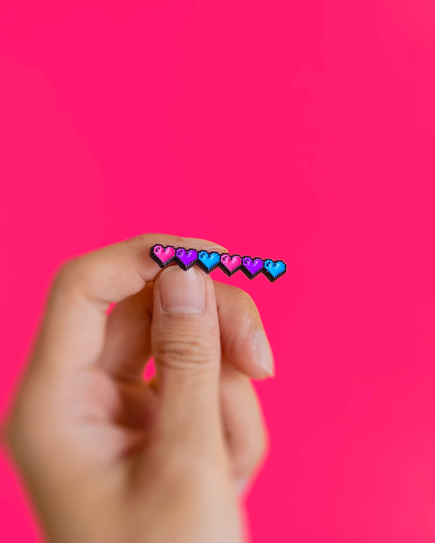 Pixel hearts (bisexual) — enamel pin