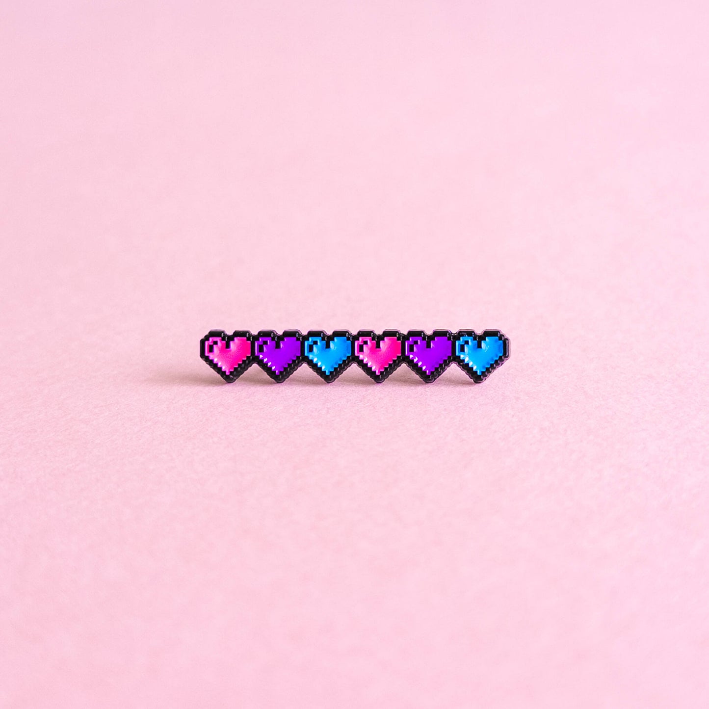 Pixel hearts (bisexual) — enamel pin