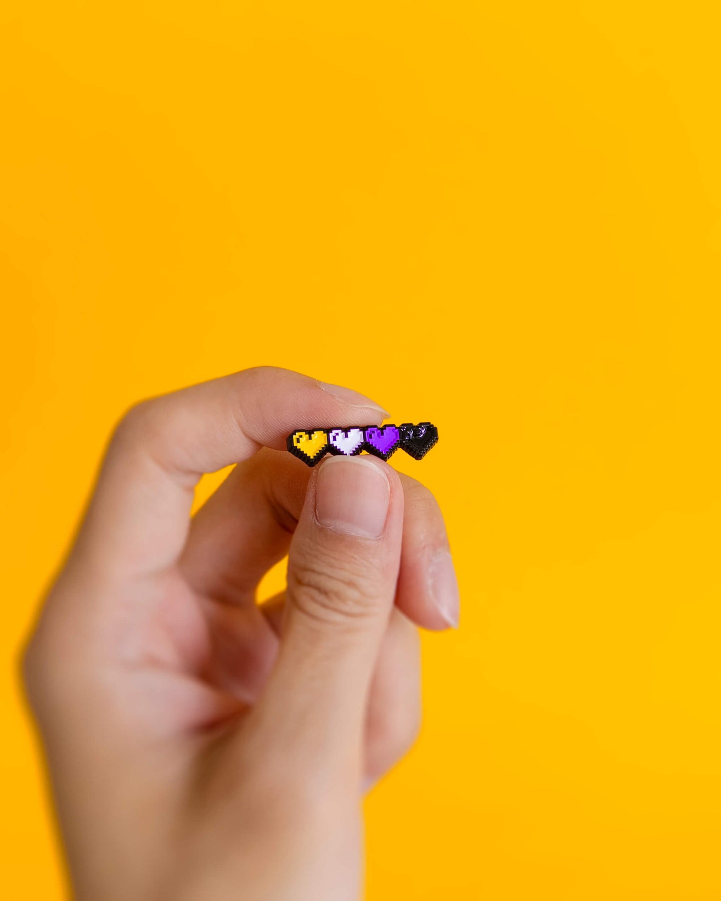Pixel hearts (enby) — enamel pin