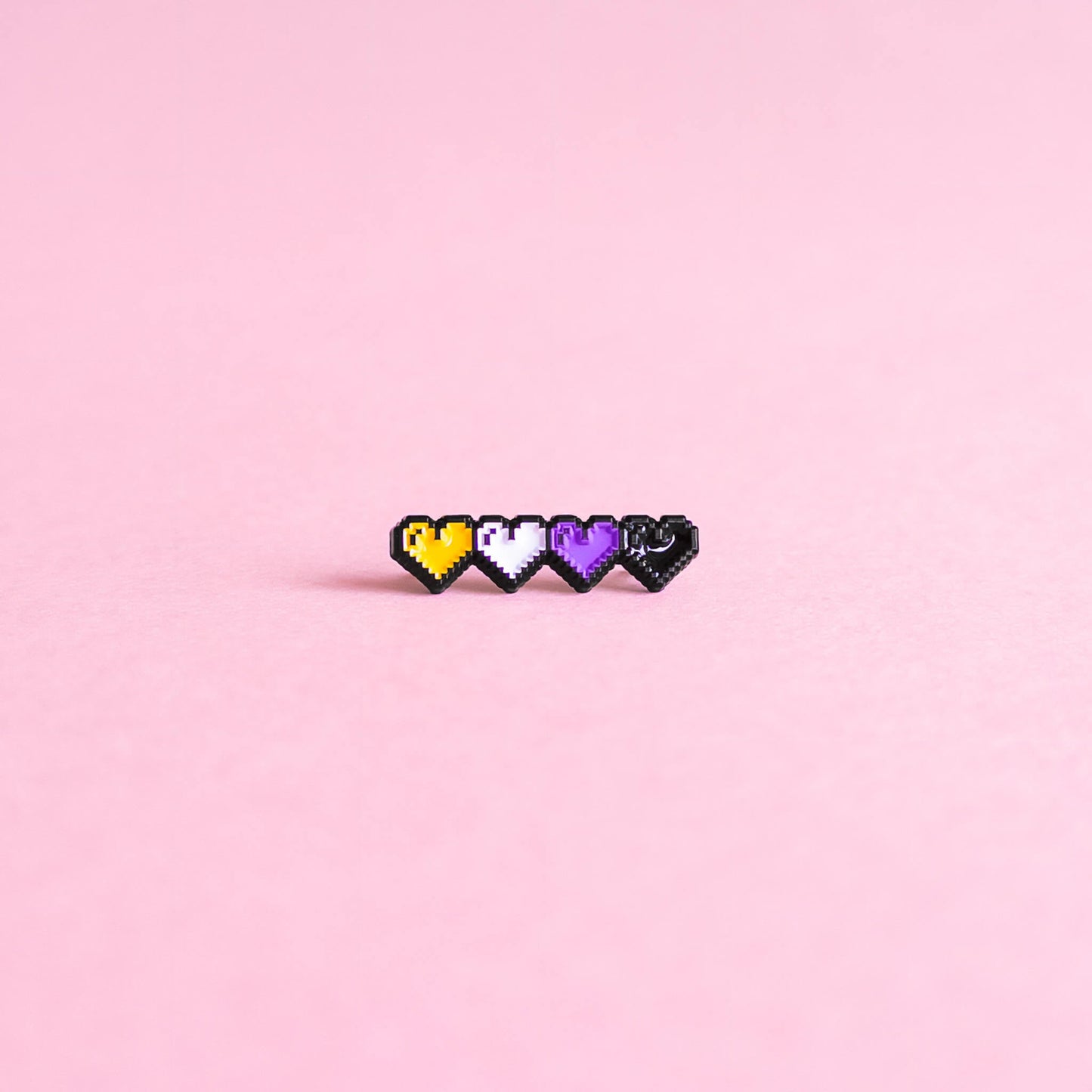 Pixel hearts (enby) — enamel pin