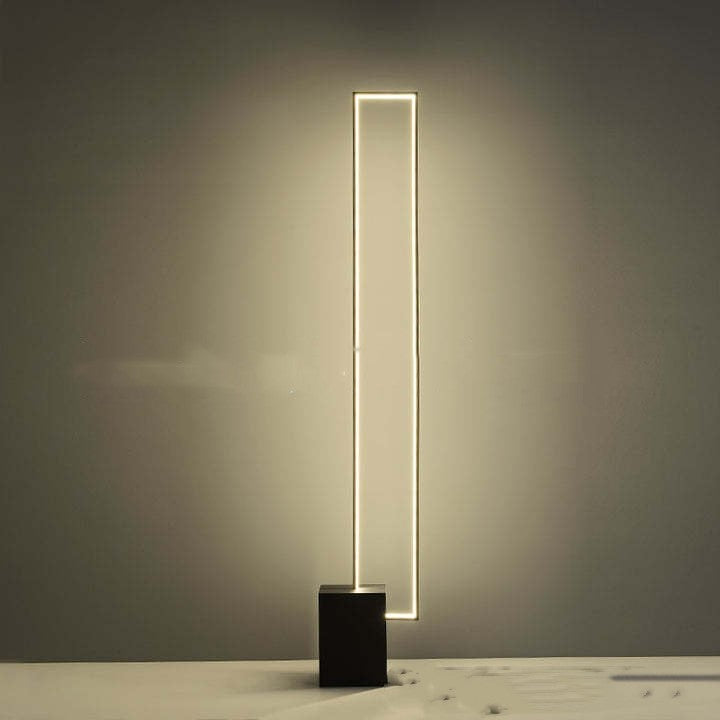 Minimalist Sand Black Floor Lamp Quadriboid Base Square Light Body